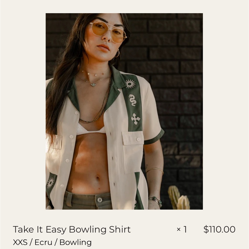 NWT P&Co’s Take It Easy women’s bowling shirt XXS
